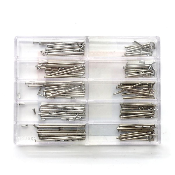 100 st/låda stålklockarmband spännrör friktionsstift tryckstänger stift nitar ändar reparationstillbehör för urmakare