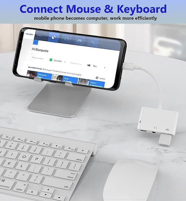 2025 Seneste Model USB C til USB Adapter, 3-i-1 USB C til USB-A OTG Splitter med 3,5 mm Lydstik