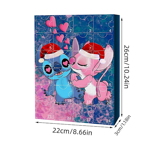 Ihana Joulukalenteri 2023 Lapsille, 24 kpl Pieniä Monsteri Lilo & Stitch Kawaii Hahmoja Leikkikalut Joulukuun Laskentakalenteri Joululahjat Tytöille ja Pojille