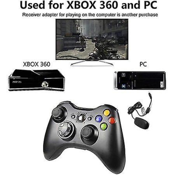 Langaton ohjain Xbox 360:lle, Finydr Xbox 360 Joystick Langaton Peliohjain Xboxille & Slim 360 PC:lle (musta)