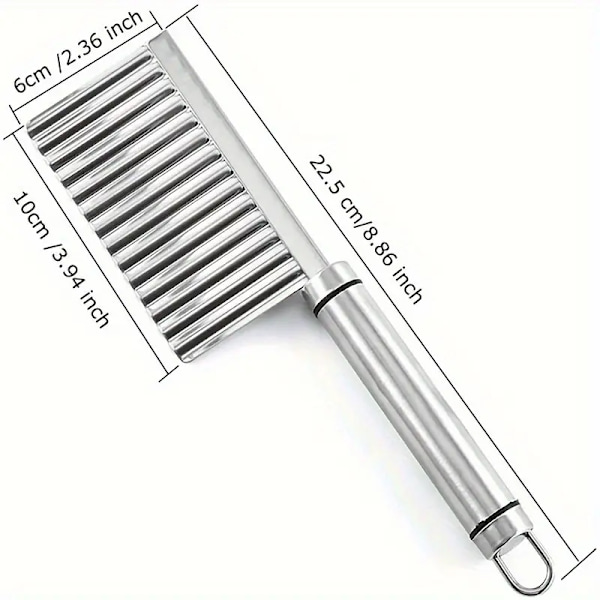 1 stk Rustfritt Stål Krinkle Cut Potetkniv - Perfekt for Pommes Frites & Bølgede Skiver, Manuell Kjøkkenredskap Potetskutter