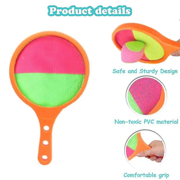 Orange Paddle Catch Ball Racket Set Sport Game Toys Toss Set Disc Paddle Tennis Game Sucker