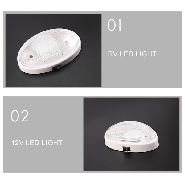 12V LED-valo kytkimellä asuntoautoon, veneeseen, markiisiin, liitettäviin telttoihin ja tunneleihin - Valkoinen