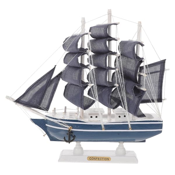 Retro Dekor Skip Båt Skulptur Kyst Borddekorasjon Skip Båt Statue Seilskute Figur