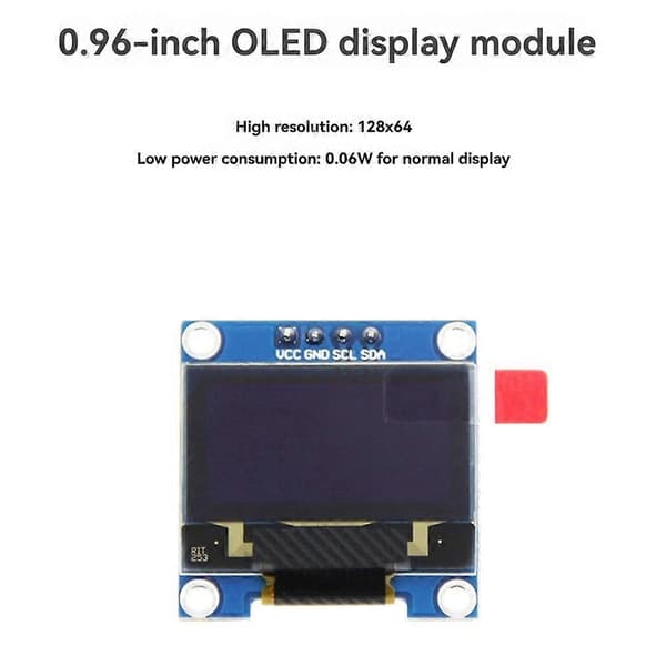 Til Raspberry Pi 0.96 Tommer OLED med Kabinet I2C SSD 4Pin Modul LCD Skærm Visning CPU Temperatur til