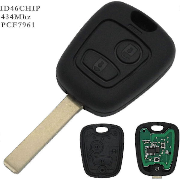 Komplet nøgle med elektronik til programmering Plip Peugeot 107 207 307 407 106 206 306 406 Citroen C1 C2 C3 C4 C5 C6 C8 Xsara Saxo Berlingo Fjernbetjening