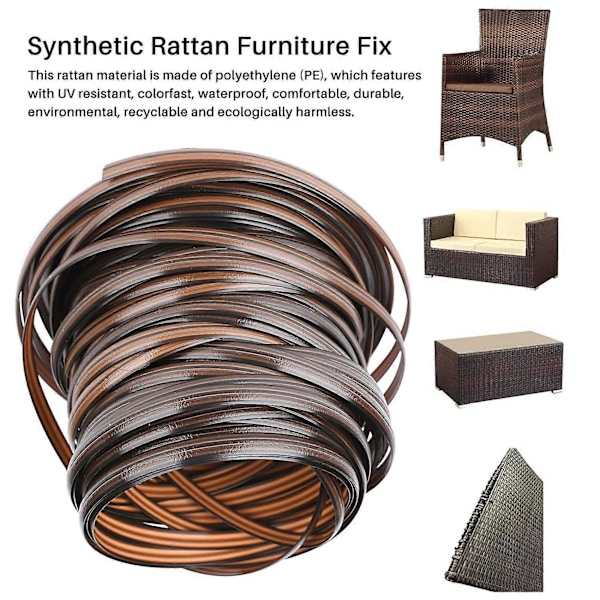 Kaffegradient Platt Syntetisk Rotting Vävmateriel Plast Rotting för Stickning och Reparation av Stol Bord