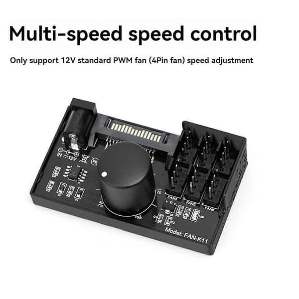PWM Fläkthastighetskontroller Hög Effekt Sata DC Ström 4Pin Fläktregulator NAS Server Fläkthastighetskontroll PWM