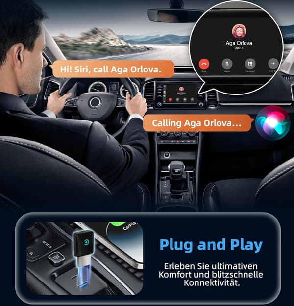 Mini trådløs CarPlay-adapter, grå, for Android-bruk, sølvgrå, kompakt trådløs AutoPlay-adapter for Android Auto, rask automatisk tilkobling