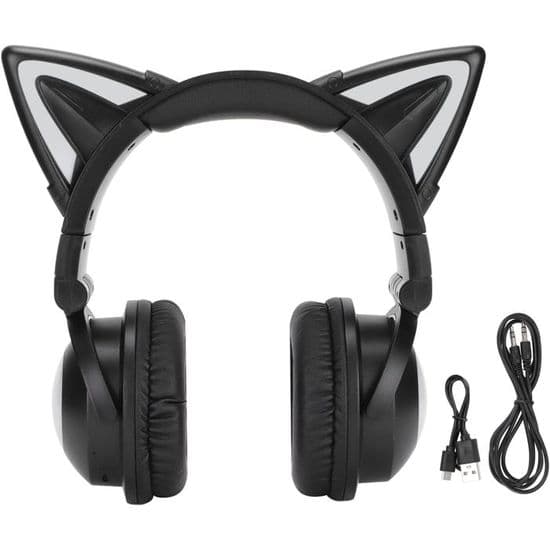 PZCC Katteøre-headset med mikrofon, sødt stereo-headset til piger og børn