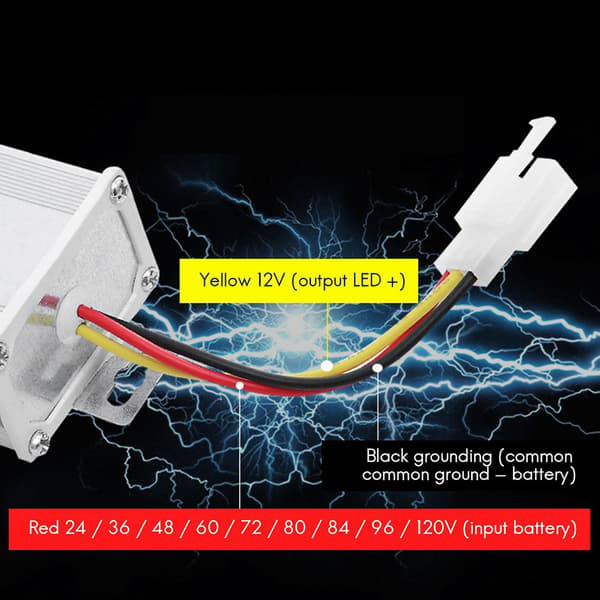 2x Elektronisk Transformator Dc 36v 48v 60v 72v Til 12v 10a El-Sykkel Konverter Adapter Ned Tra