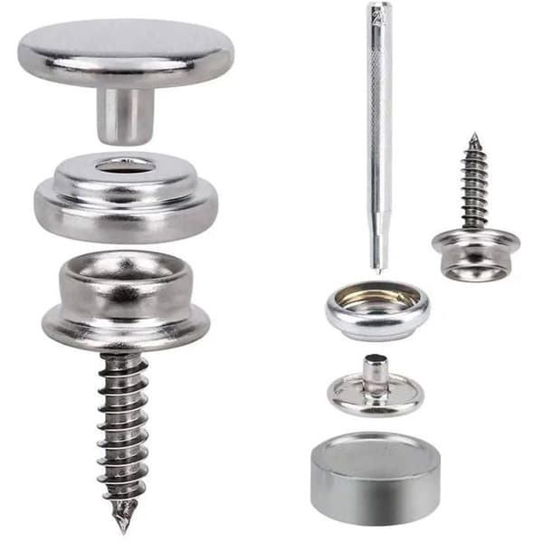 Pakke med 150 trykknapper i rustfrit stål, 10 mm, til marinepolstring, flere farver, stor