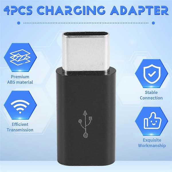 Micro-USB till USB C-adapter, Mini till Type-C laddningsadapter, USB Type C-adapter konverteringskontakt