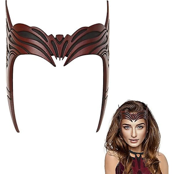 Wanda Maske Hodeplagg, Latex Skarlagenrød Heks Krone For Cosplay Halloween Kostyme Maskerade Rekvisitter