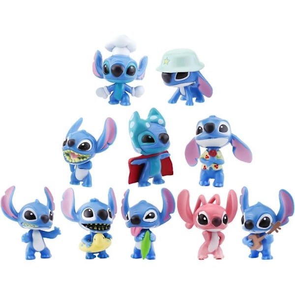 Qinwei 10 stk Lilo og Stitch kakepynt barnebursdag kakedekorasjon Lilo og Stitch temafestutstyr