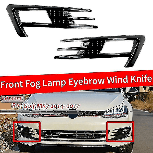 Til Golf 7 Mk7 2014 2015 2016 2017 Forlygtegitter Forlygteøjenbryn Dæksler Sort