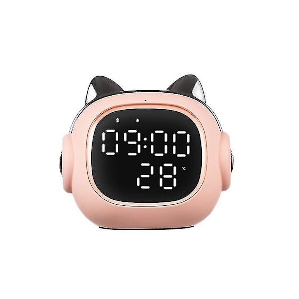 Rolig Digital Kattväckarklocka med Bluetooth-högtalare - Rosa
