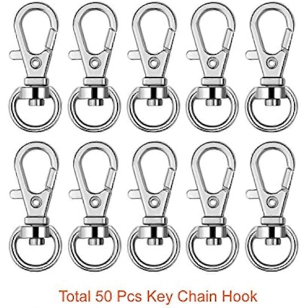 100 stk. Metal Svingbare Lanyard Snap Hooks med Nøgleringe