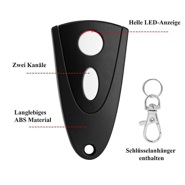433Mhz Garagedörröppnare för Tormatic Novotron 502 MAX43-2 / 512 MIX43-2 Fjärrkontrollpaket med 2 (Vit Nyckel)