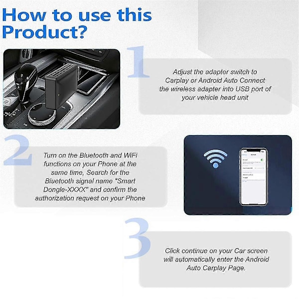 Trådlös Android Auto-adapter och trådlös CarPlay-dongel för Plug and Play-konvertering