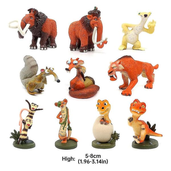 10 stk Istid Figurer 1.96'' PVC Modellleker Manny Elefant Diego Sid Barn Gave