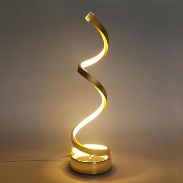 Spiral LED sengelampe. Moderne bordlampe. 3 farvetemperaturer. Guld [Energiklasse E]