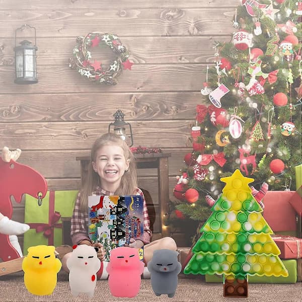 Fidget Julekalendere til Børn, Julekalendere 2025 Nedtælling 24 Dage, Pop Bubble Legetøj Overraskelsesboks Julekalender Sensorisk Fid