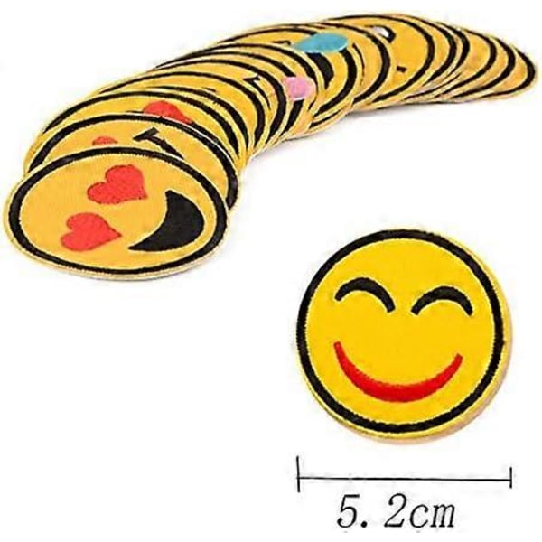 Broderipatch 26 st Emoji-uttryck Sy-på Stryk-på Patchar Barn Stryk-på Patch för Kläder T-shirt Jeans Jacka Väska DIY