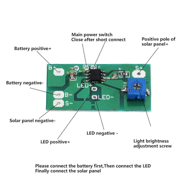 Høykvalitets 3.7V solcelle søylelys kretskort 3.2V lysstyring automatisk