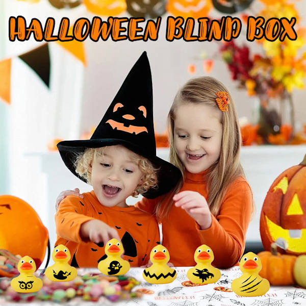 Dowmoo Halloween Ande Blind Box med 24 Ruder Dekoration Gummiande Legetøjsgaveæske