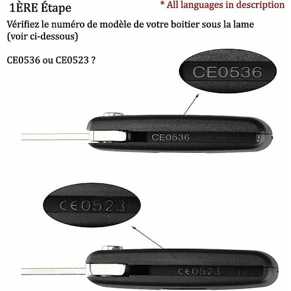 Nye produkter i 2023, knapper nøgleskal kompatibel Ce0523 Foldbar flip nøgle til Peugeot 207 307 308 407 408 3008 5008 Citroen C2 C3 C4 C5 C6 C8 (2 knapper