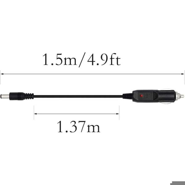 Strømkabel - LARGEIGHT - 5,5 x 2,5 mm - Sigarettenner - 15M - Flere farger
