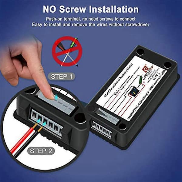 DC Batterimonitor Strømmåler Amperemeter Digital DC 0-200V Shunt 100A Multimeter, Meter Voltmeter Capa