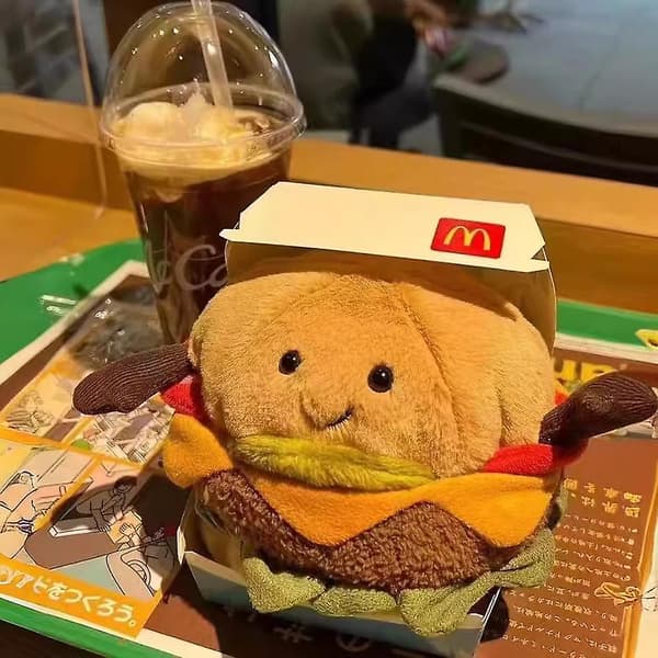 Burger-docka Jellycat plyschleksak söt docka semesterpresent