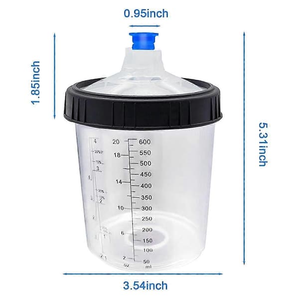 Engangs Paint GunCup GunCup Liner og Cap System 20 Oz (600 Ml) Paint Sprayer Blandekop til HVL