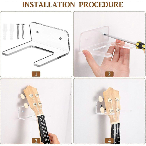 1 Set Gitarrhängare Krok Klar Akryl Gitarr Väggfäste Fäste Hållare Stativ