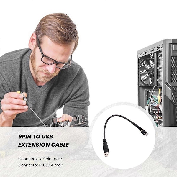 2st 20cm 9-Pin Hane till Extern USB A Hane PC Moderkort Intern Dataförlängningskabel