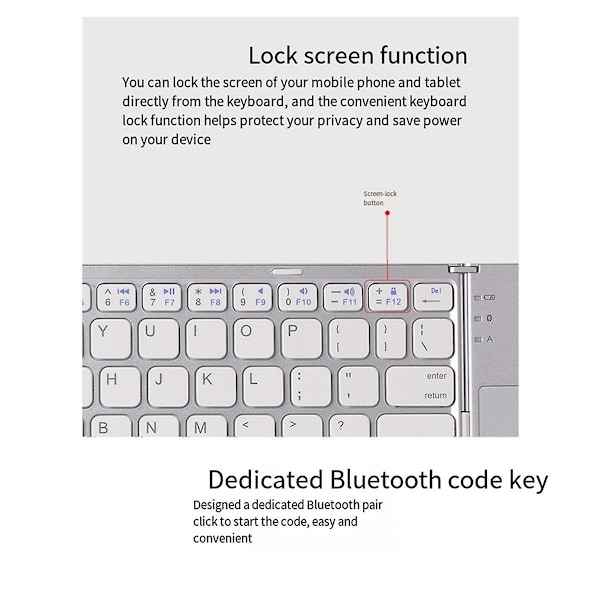 Bluetooth-näppäimistö Taitettava Langaton Näppäimistö Kosketuslevy IOS/Android/Windows Tablet-tietokoneelle Mobiilipuhelimelle