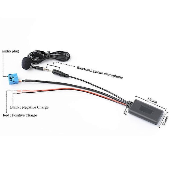 Auton AUX-sovitinkaapeli Bluetooth +MIC sopii Peugeot 307 308 407 RD4 Radio CD -soittimeen