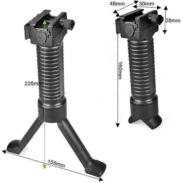 Pod Grips Förlängare 20 mm Skena Vertikalt Gevär Framgrepp 2 i 1 Keymod Bipod Fritt Krympbara Skenor Airsoft Grepp för Utomhusskytte Air Picatinny Weav