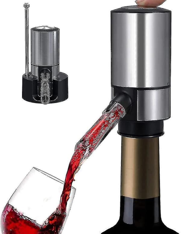 Elektrisk Vinføder og Dispenser, Vinflaskepumpe, Genopladelig Automatisk Vinføder Hældespids, One Touch Smart Vinflaske med Opbevaringsbase