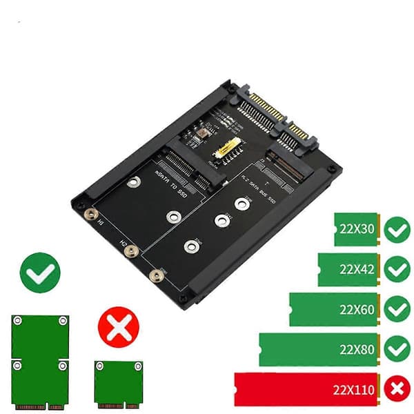 2In1 MSATA + B-avain/B+M-avain M.2 SSD - 2.5 SATA -sovitinkortti kotelolla M2 NGFF SATA3:lle