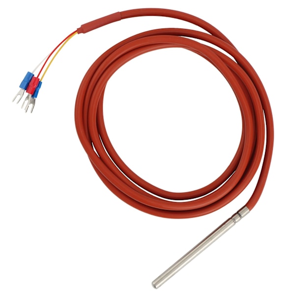PT100 RTD Temperatursensor 6mmx80mm Klasse B 2M Silikongelbelagt Ledning Motstand Pt 100 Rustfri