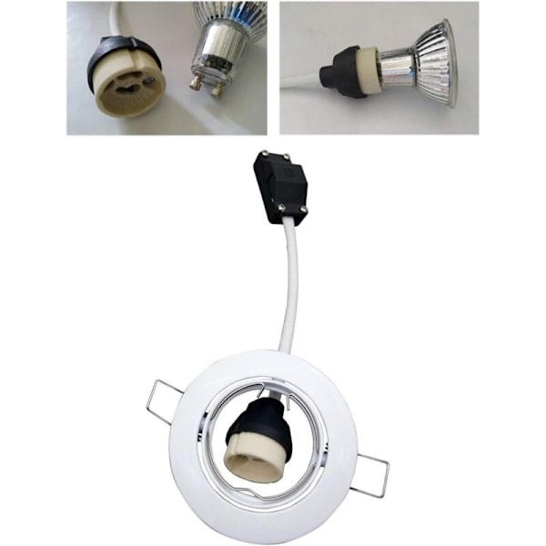 GU10 Lampeholder. Pærestikforbindelse. Adapter til LED og Halogen. Keramisk Base og Terminalblok-AIMOONSA