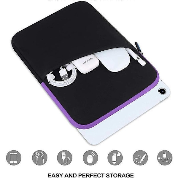 Tabletskydd med tillbehörsficka, svart+lila för 12,9 tum ny iPad Pro (6:e/5:e/4:e/3:e generationen) 13 tum Surface Pro 9/8/X Skyddande väska