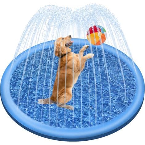 Oppblåsbart hundebasseng - 100 cm - Sammenleggbart - Tykt - Lekematte for sommer, hage, strand, bakgård - Blå