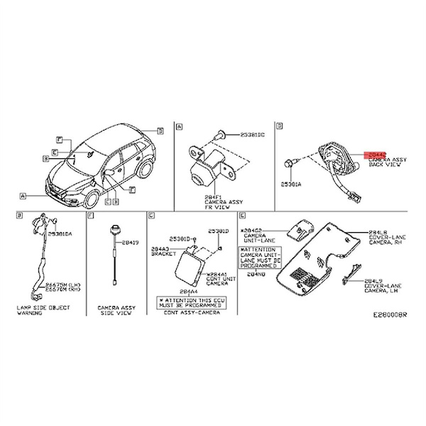 Bagagerums Kamera til Nissan Qashqai J11 2015-2019 28442-4EA0A 28442-4EA1B Parkeringssensor Bakkamera 28442-4EA0B