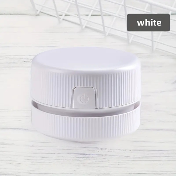 Kompakt bærbar støvsuger, perfekt til hjem, kontor og bil! Mini Cute Desktop Støvsuger, Desktop Cleaner, hvid