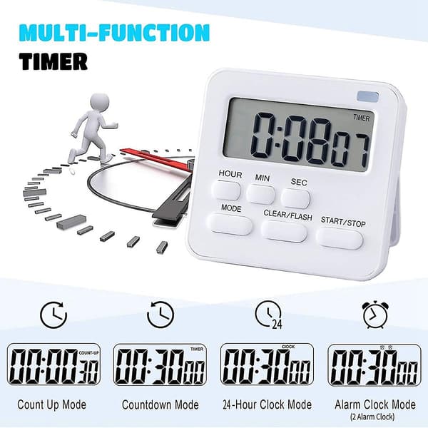 Kök Timer, Ägg Timer med Klocka, Digital Timer Stoppur med LCD Hög Alarm för Matlagning, Bakning, Sport, Lärande, Etc