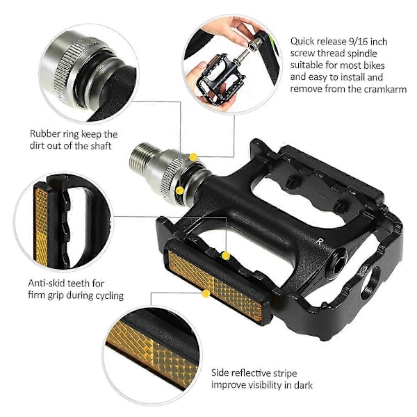 Cykel Hurtigudløsning Pedaler MTB Cykel Platform Pedal med Pedal Forlænger Adapter